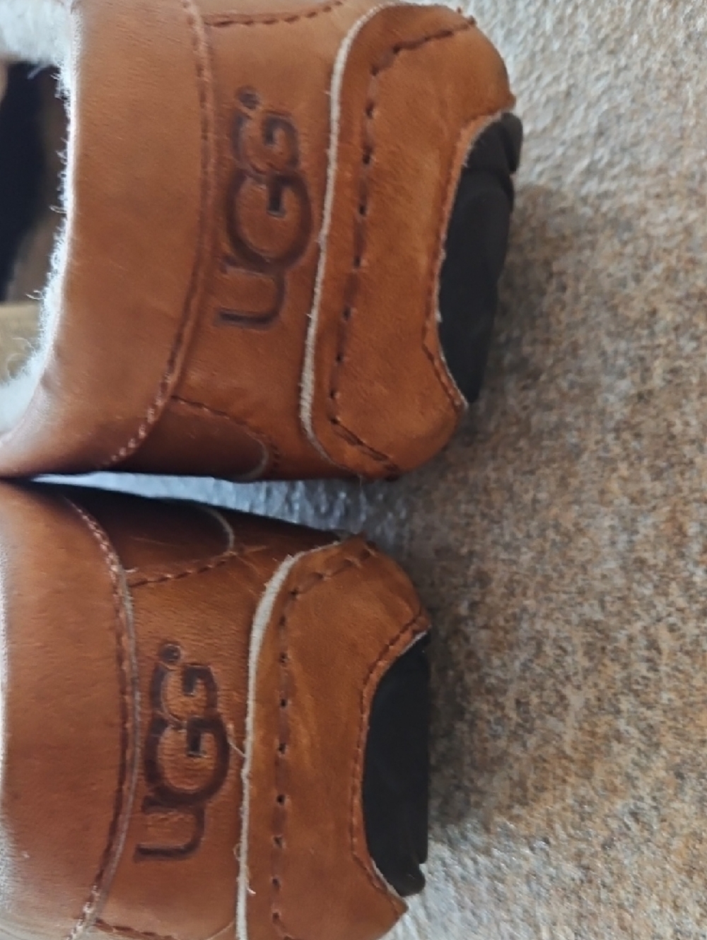 UGG Men's Chestnut Brown Leather Shearling Slip-Ons - Picture 6 of 6